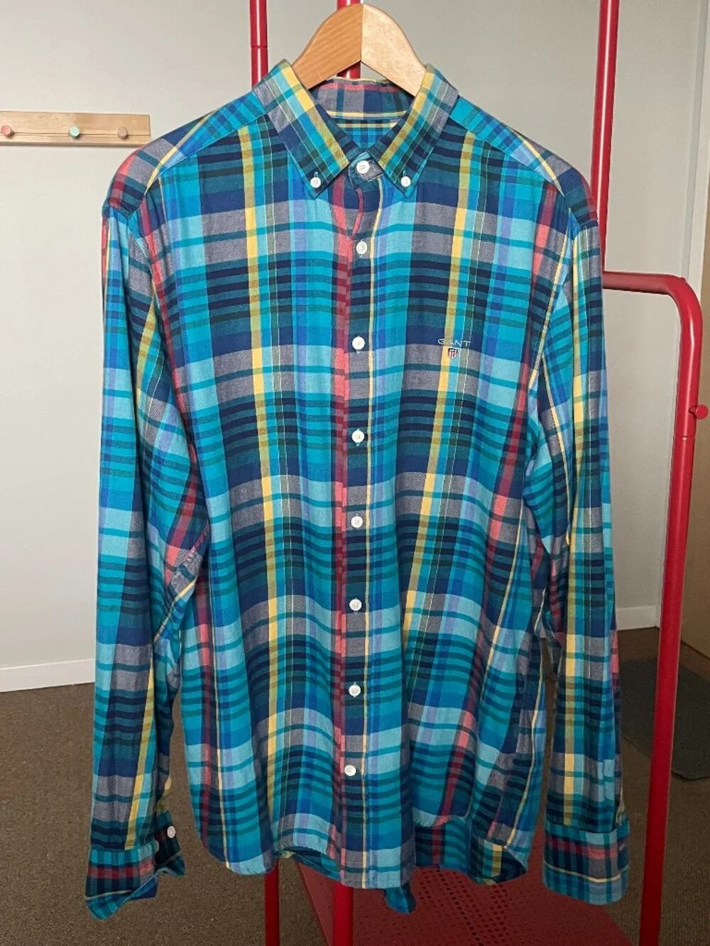 Gant Madras Plaid Button Up Shirt - Cotton/Cashmere Blend - Size L - Picture 1 of 9